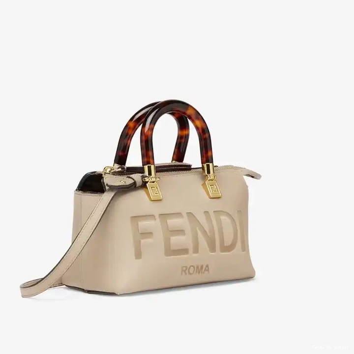 Cheap HOT Way The Fendi Leather Boston Logo ROMA By Mini Bag In Grey Calf 0406